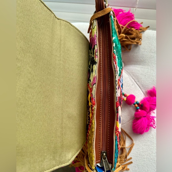 Boho Banjara Embellished Bag with shells and fringes|Sling Bag - Picture 6 of 7